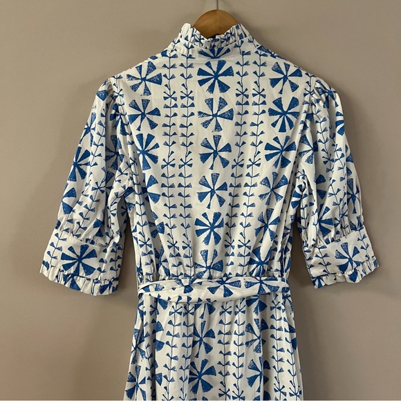 Borgo de nor Marni cotton midi shirt dress size 2 floral vine blue white print - Picture 9 of 16